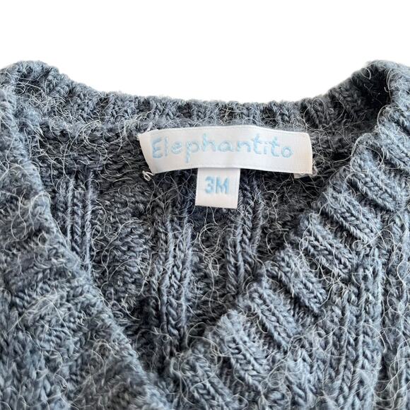 Elephantito Baby Blue Cable Knit Rabbit Hair Wrap Sweater size 3 months - Picture 2 of 9